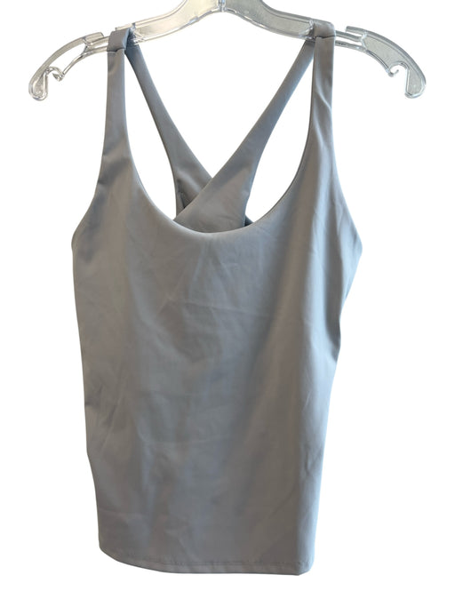 Spanx Size L Grey Nylon Blend Bra Attached Solid Cross Back Athletic Top Grey / L