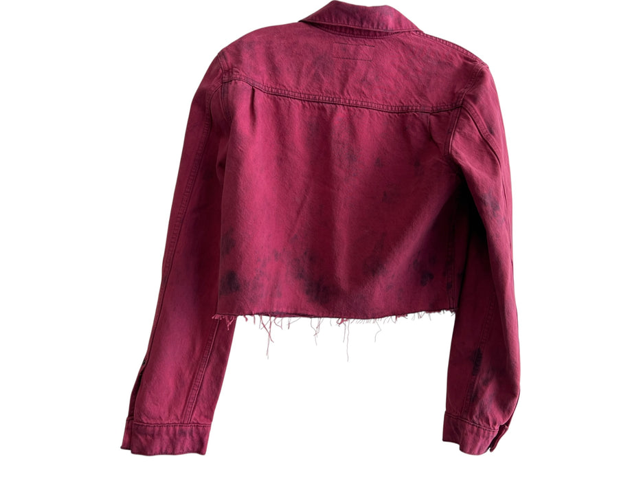 Hudson Size S Red 100% Cotton Acid Wash Raw Edge Button Down Shrunken Jacket Red / S