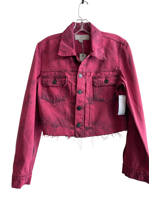 Hudson Size S Red 100% Cotton Acid Wash Raw Edge Button Down Shrunken Jacket Red / S