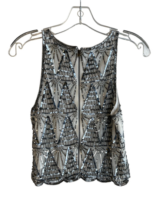 W118 by Walter Baker Size M White & Silver Nylon Sleeveless Sequin Design Top White & Silver / M