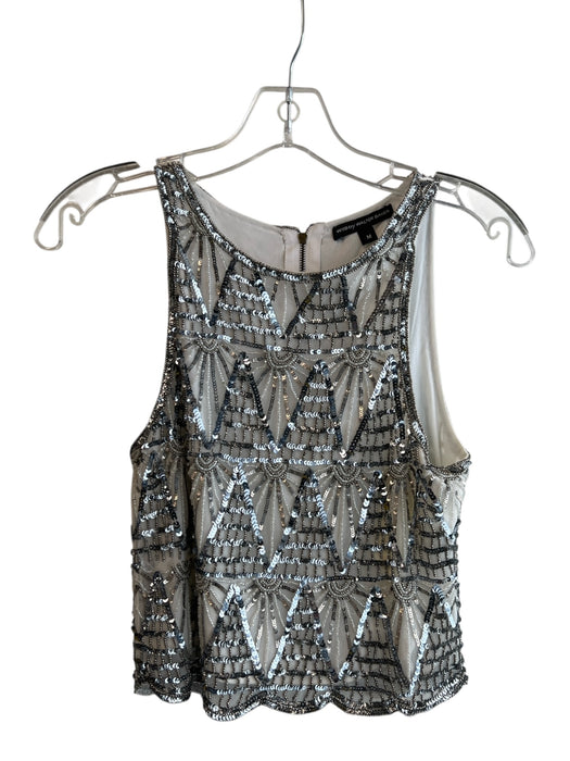 W118 by Walter Baker Size M White & Silver Nylon Sleeveless Sequin Design Top White & Silver / M