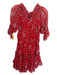 Misa Size M Red & Multi Viscose Paisley All Over Print Smocked Semi Sheer Dress Red & Multi / M