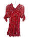 Misa Size M Red & Multi Viscose Paisley All Over Print Smocked Semi Sheer Dress Red & Multi / M