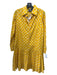 Madison Mathews Size S Yellow & White Cotton Printed Collared Button Up Dress Yellow & White / S