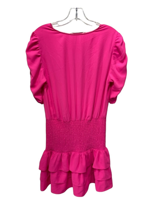 Amanda Uprichard Size M Bright Pink Polyester Surplice Smocked Waist Dress Bright Pink / M