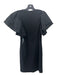 Zara Size L Black Cotton Ruffle Cap Sleeve Ribbed Round Neck Knee length Dress Black / L