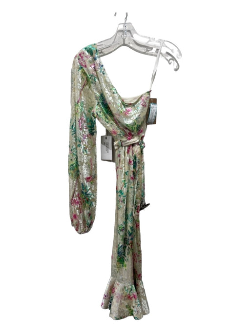 Hemant & Nandita Size M Green & Multi Rayon Floral Velvet Metallic Thread Dress Green & Multi / M