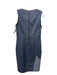 Elie Tahari Size 6 Chambray Cotton Denim V Neck Sleeveless Paneled Raw Hem Dress Chambray / 6