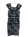 Tadashi Shoji Size 6 Black & White Cotton Blend Lace Overlay Wide Neck Dress Black & White / 6