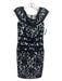 Tadashi Shoji Size 6 Black & White Cotton Blend Lace Overlay Wide Neck Dress Black & White / 6