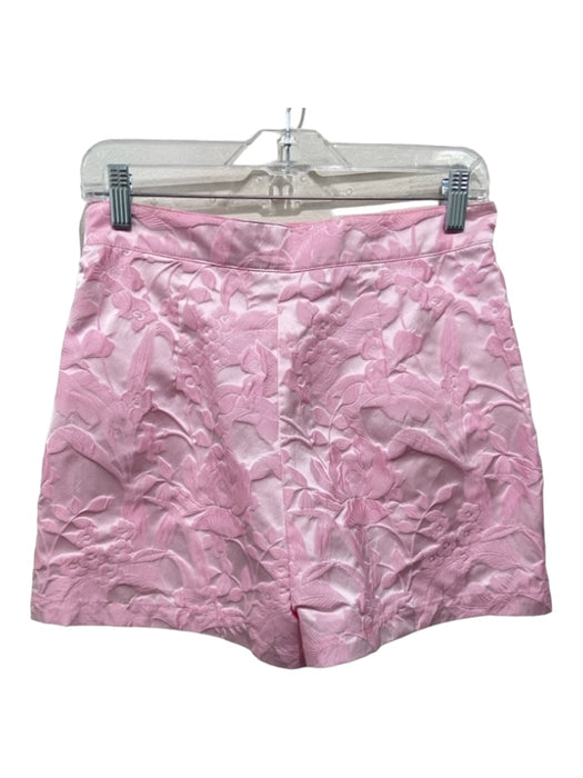 Amanda Uprichard Size M Pink Polyester Floral Jacquard High Rise Pleated Shorts Pink / M