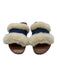 Californians Shoe Size 7 Brown, Blue, White Leather & Shearling open toe Sandals Brown, Blue, White / 7