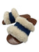 Californians Shoe Size 7 Brown, Blue, White Leather & Shearling open toe Sandals Brown, Blue, White / 7