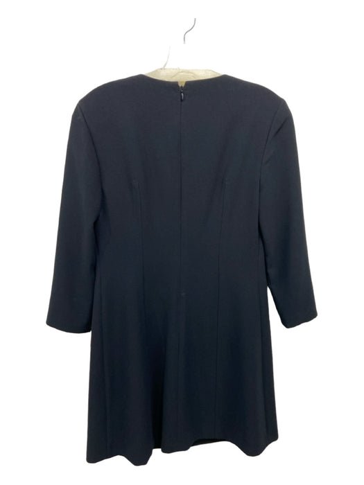 Theory Size 4 Black Triacetate Blend Round Neck Long Sleeve Back Zip Dress Black / 4