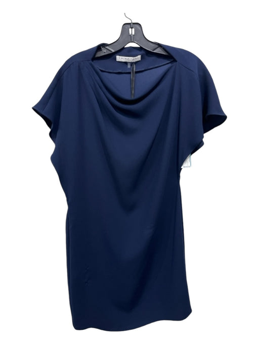 Trina Turk Size XS Navy Polyester Blend Cape Sleeve Wide Neck Shift Dress Navy / XS