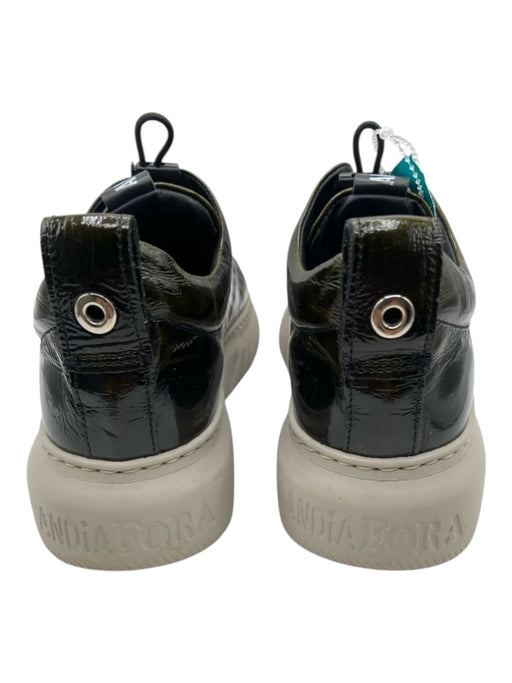 Andia Fora Shoe Size 37 Black Patent Leather round toe Bow Lug Sole Sneakers Black / 37