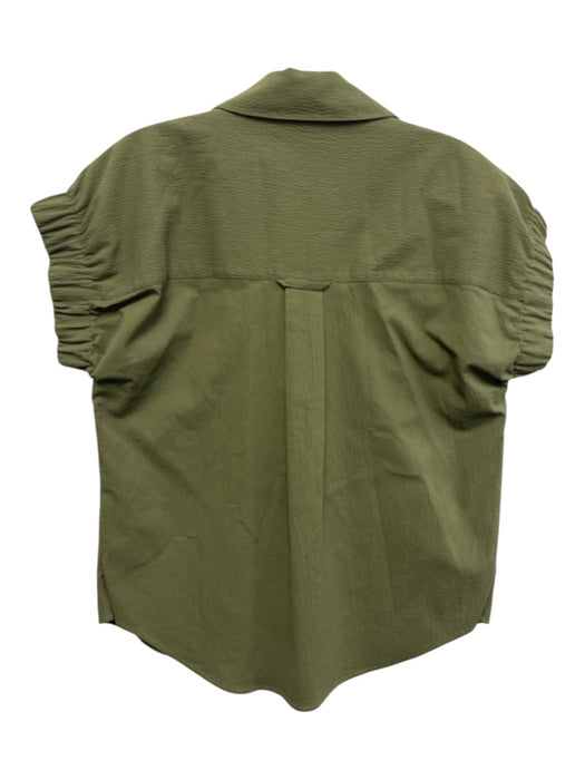 Veronica Beard Size XS Moss Green Cotton & Spandex Short Sleeve Seersucker Top Moss Green / XS