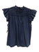 Sea New York Size XS Blue Cotton Ruffle Cap Sleeve Smocked Detail Split Neck Top Blue / XS