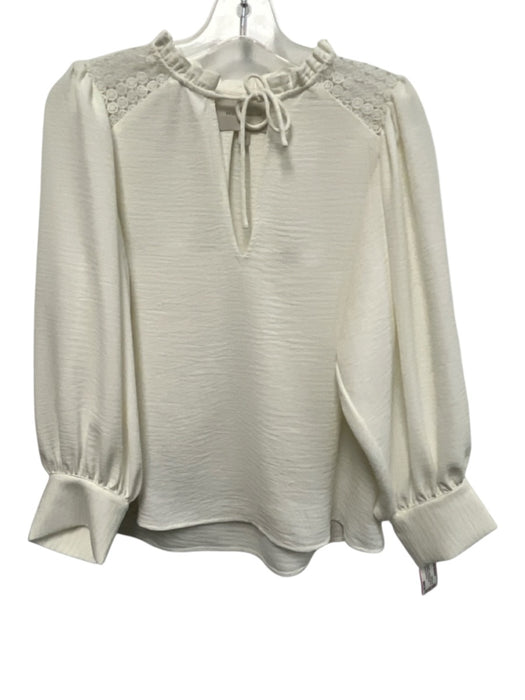Brochu Walker Size XS White Polyester Long puff sleeve Crochet Lace Top White / XS
