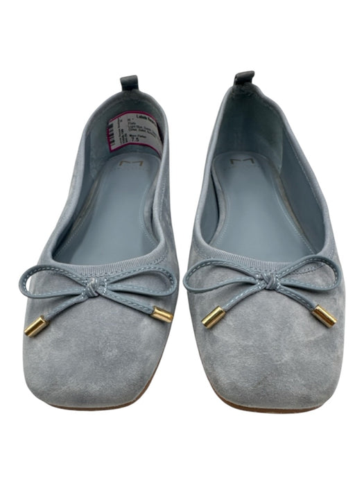 Marc Fisher Shoe Size 7.5 Light Blue Suede Square Toe Bow Detail Ballet Flats Light Blue / 7.5
