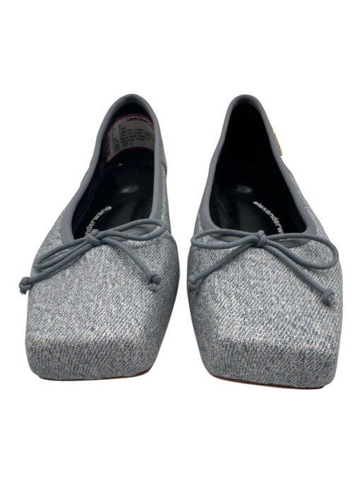 Alexander Wang Shoe Size 37.5 Light Blue Leather Square Toe Denim Print Flats Light Blue / 37.5