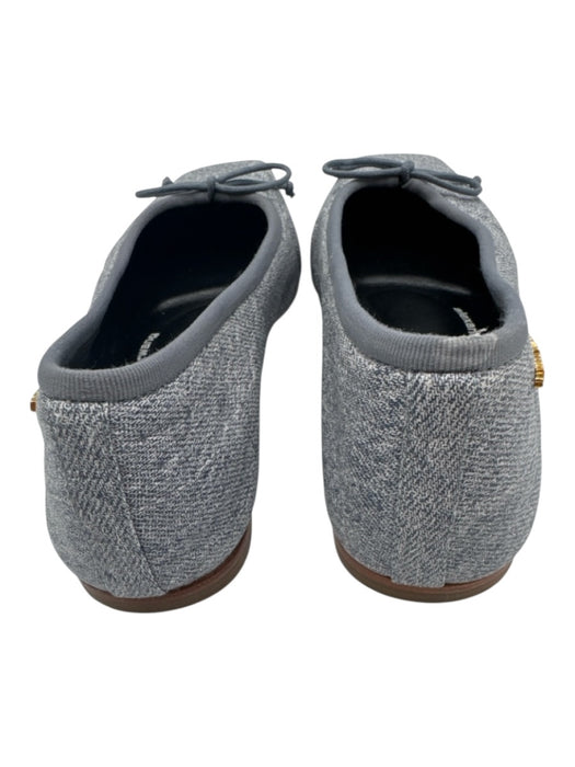 Alexander Wang Shoe Size 37.5 Light Blue Leather Square Toe Denim Print Flats Light Blue / 37.5