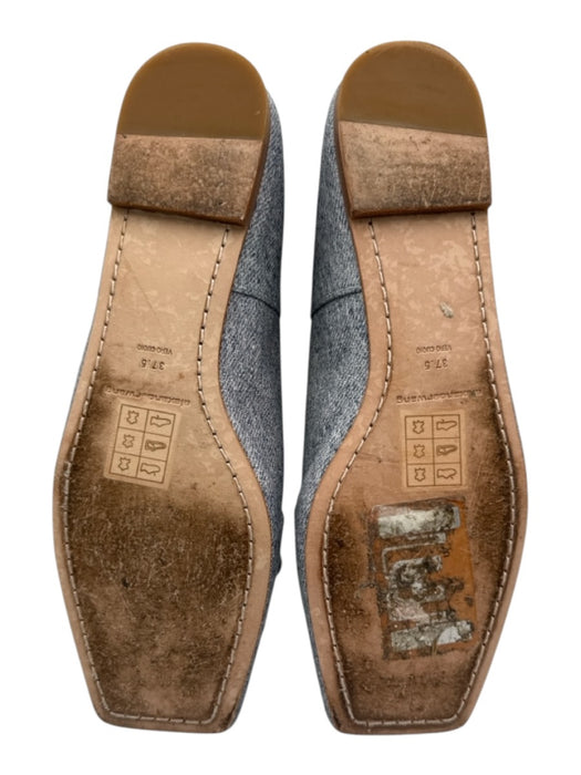 Alexander Wang Shoe Size 37.5 Light Blue Leather Square Toe Denim Print Flats Light Blue / 37.5