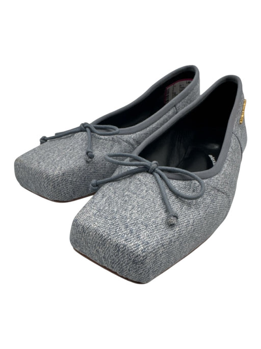 Alexander Wang Shoe Size 37.5 Light Blue Leather Square Toe Denim Print Flats Light Blue / 37.5