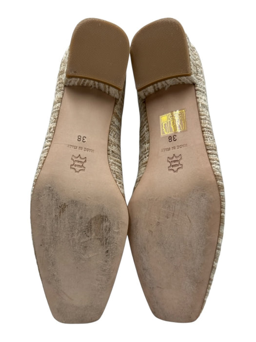 Ann Mashburn Shoe Size 38 Beige & Brown Tweed Square Toe Buckle Low Heel Flats Beige & Brown / 38