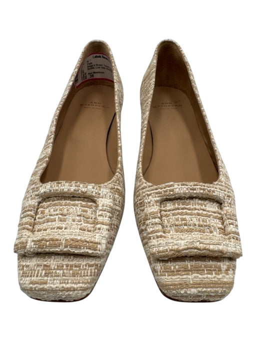 Ann Mashburn Shoe Size 38 Beige & Brown Tweed Square Toe Buckle Low Heel Flats Beige & Brown / 38