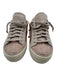 P448 Shoe Size 38 Rose Gold Suede Rhinestone Lace Up Platform Sneakers Rose Gold / 38