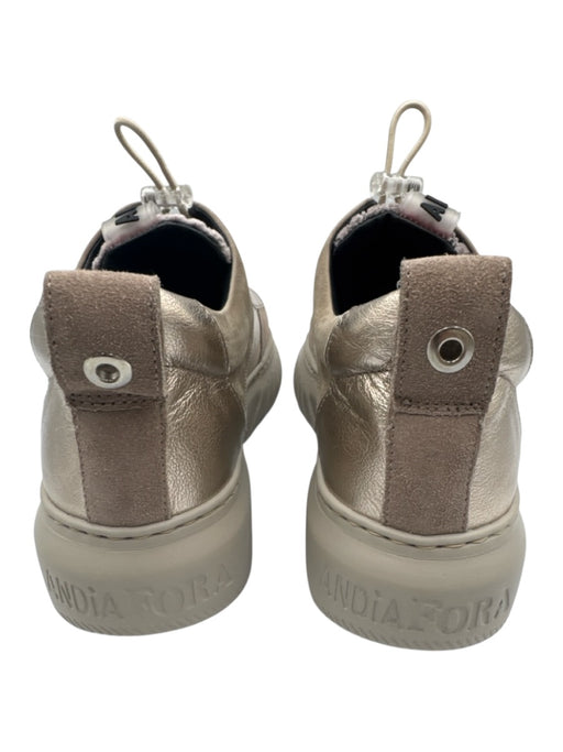 Andia Fora Shoe Size 37 Beige Nubuck Elastic Laces Color Block Platform Sneakers Beige / 37
