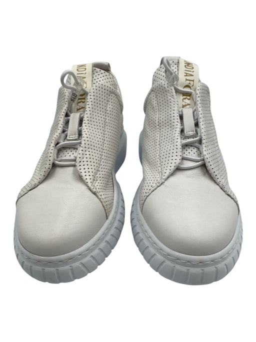 Andia Fora Shoe Size 36 Beige & White Leather Elastic Laces Perforated Sneakers Beige & White / 36