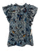 Ulla Johnson Size 2 Blue, Burgundy & Multi Cotton Blend Ruffle Short Sleeve Top Blue, Burgundy & Multi / 2