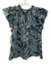Ulla Johnson Size 2 Blue, Burgundy & Multi Cotton Blend Ruffle Short Sleeve Top Blue, Burgundy & Multi / 2