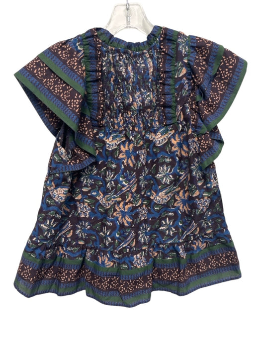 Sea New York Size S Burgundy, Green & Blue Cotton Short Sleeve Abstract Top Burgundy, Green & Blue / S