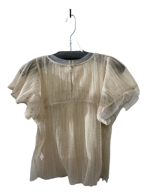 Sarah Hann Size XS Gold Polyester Round Neck Short Sleeve Glitter Sheer Top Gold / XS