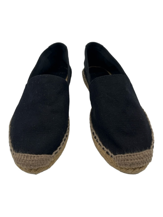 Saint Laurent Shoe Size 38 Black & Tan Canvas round toe Woven Slip On Espadrille Black & Tan / 38