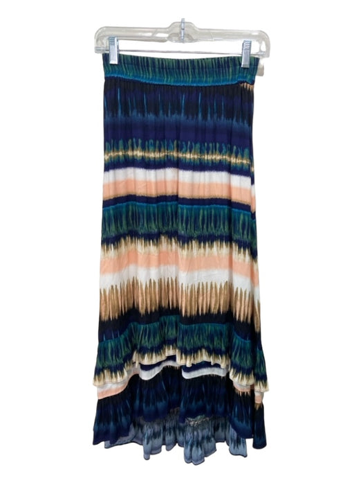 Daniel Rainn Size XS Blue White Pink Rayon Elastic Waist Tie Dye Midi Skirt Blue White Pink / XS