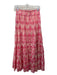 La Plage Size XS Pink Cotton Elastic Waist Printed Maxi Metallic Thread Skirt Pink / XS