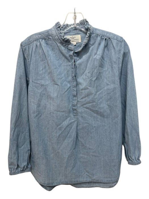 Trovata Birds of Paradis Size XS Chambray Blue Cotton Half Button Top Chambray Blue / XS