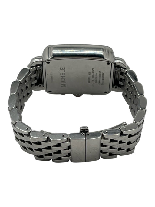 Michele Silver Stainless steel Square face Mother of Pearl Pave Bezel Watchband Silver