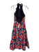 Milly Size 2 Red, Blue & Black Polyester Blend Halter Tie Neck Floral Dress Red, Blue & Black / 2