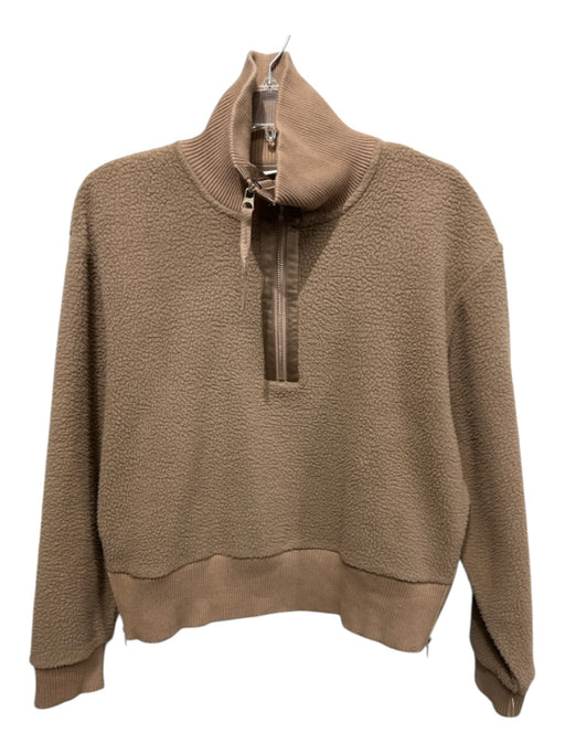 Varley Size Small Tan Brown Polyester Long Sleeve Faux Shearling Ribbed Sweater Tan Brown / Small