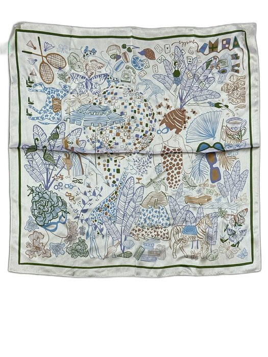 Swells Beige & Multi Square Mixed Print scarf Beige & Multi / Small