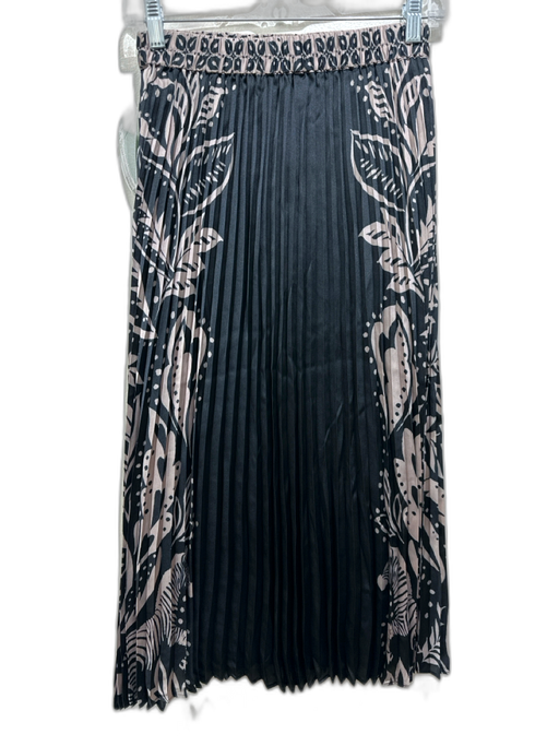 Caballero Size XS Black & Beige Polyester & Viscose Abstract Leaf Print Skirt Black & Beige / XS