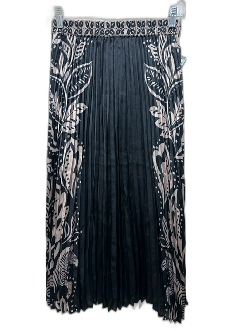 Caballero Size XS Black & Beige Polyester & Viscose Abstract Leaf Print Skirt Black & Beige / XS