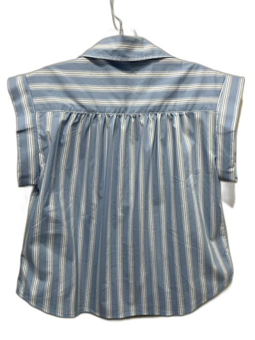 Stark X Size XS Light blue & white Cotton Blend Cap Sleeve Ruffles Collar Top Light blue & white / XS