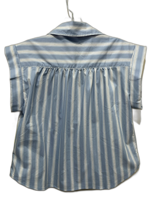 Stark X Size XS Light blue & white Cotton Blend Cap Sleeve Ruffles Collar Top Light blue & white / XS