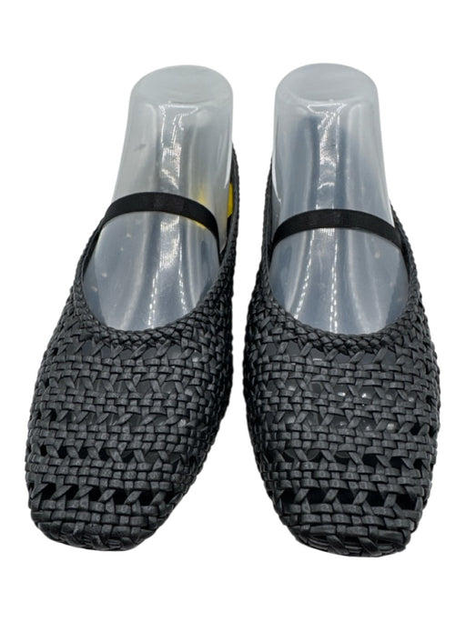 Vince Shoe Size 7 Black Leather Square Toe Woven Mary Jane Flats Black / 7
